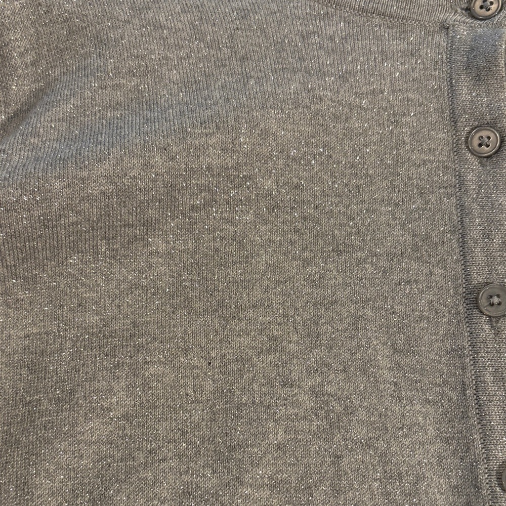 Talbots Light Silver Gray Button-Front Cardigan - image 3